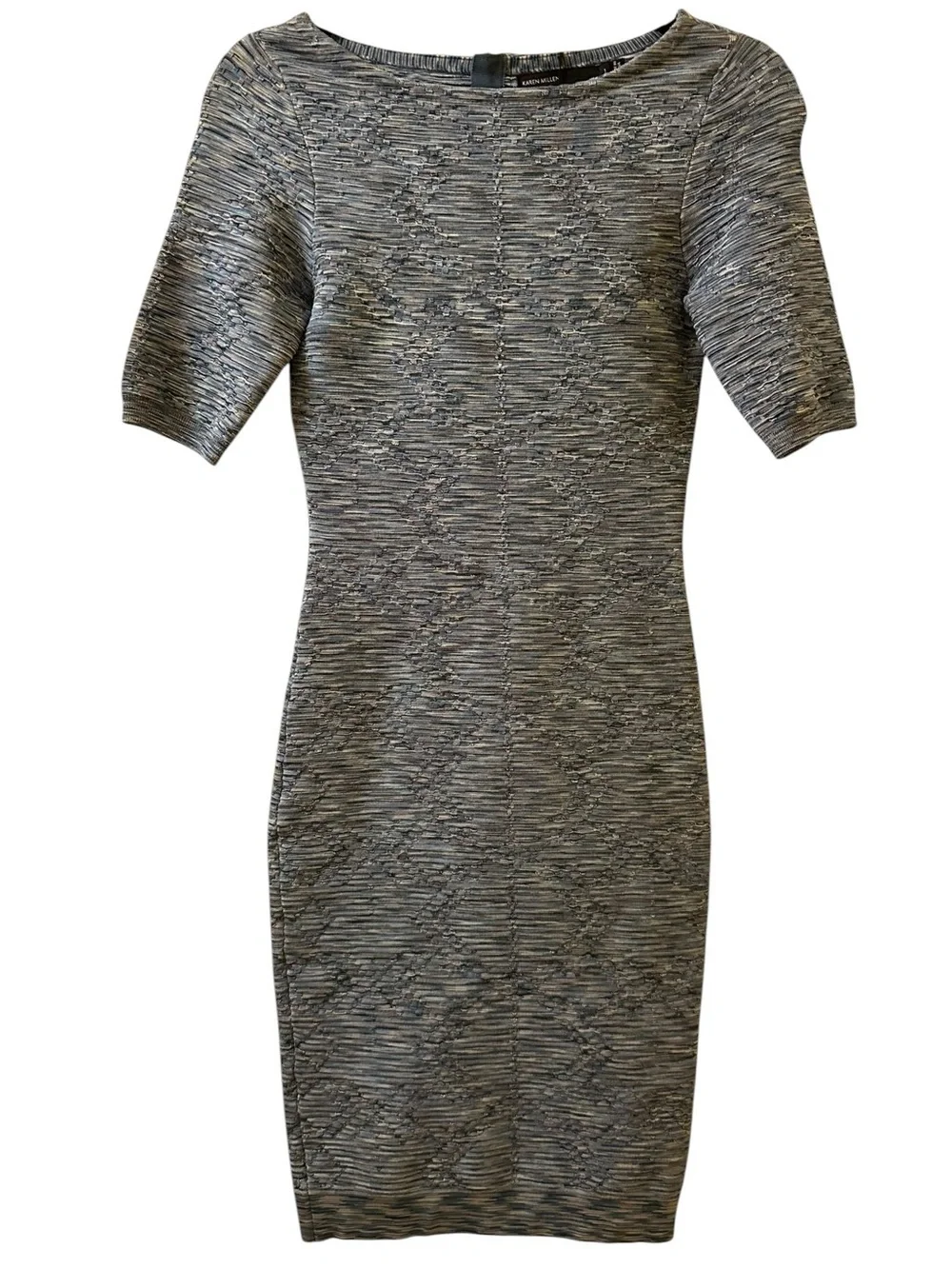 Karen Millen Heathered Gray/blue Bodycon knitted Dress size 1